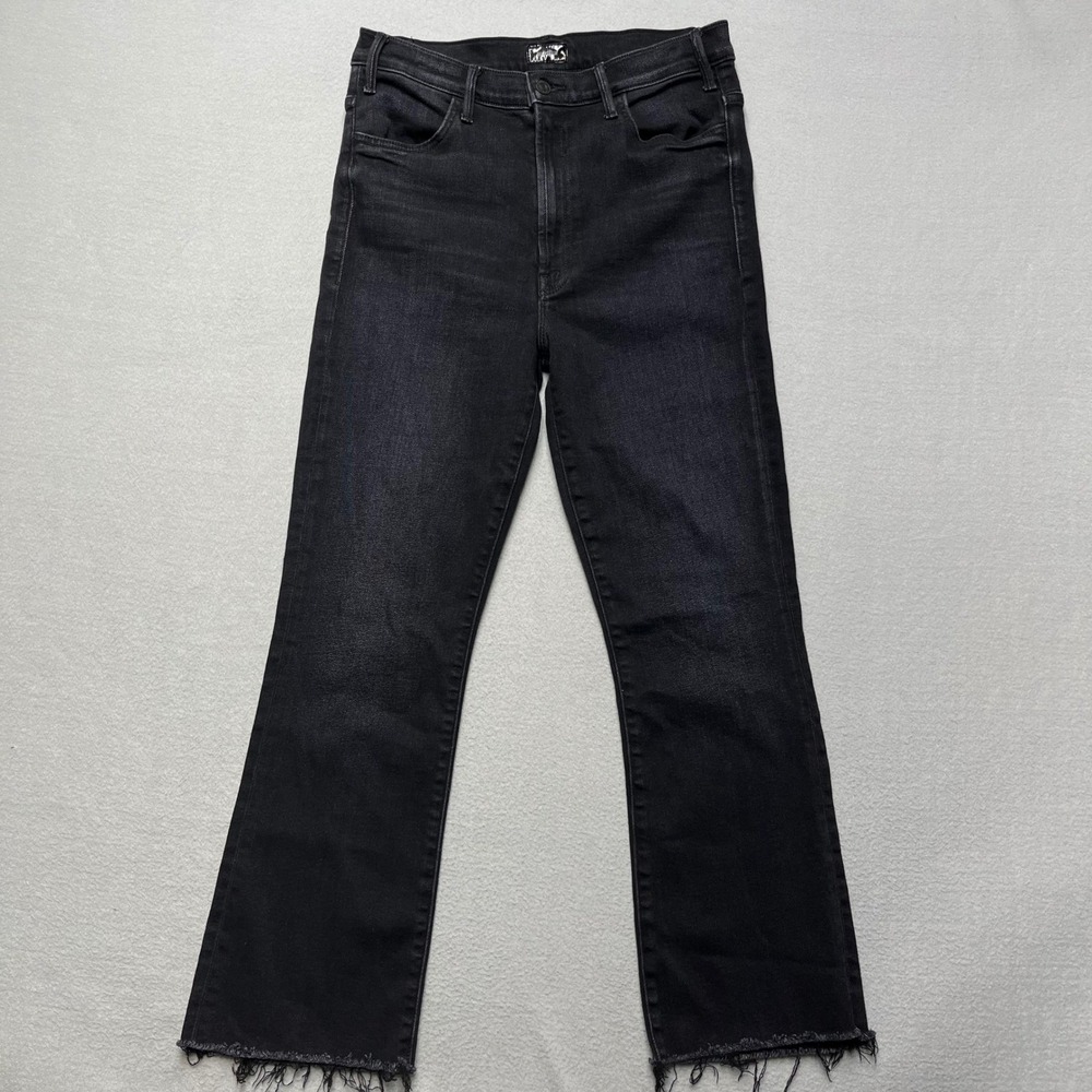 Mother The Hustler Ankle Fray Jeans Encounters At Night Black Flare Size 31(29)